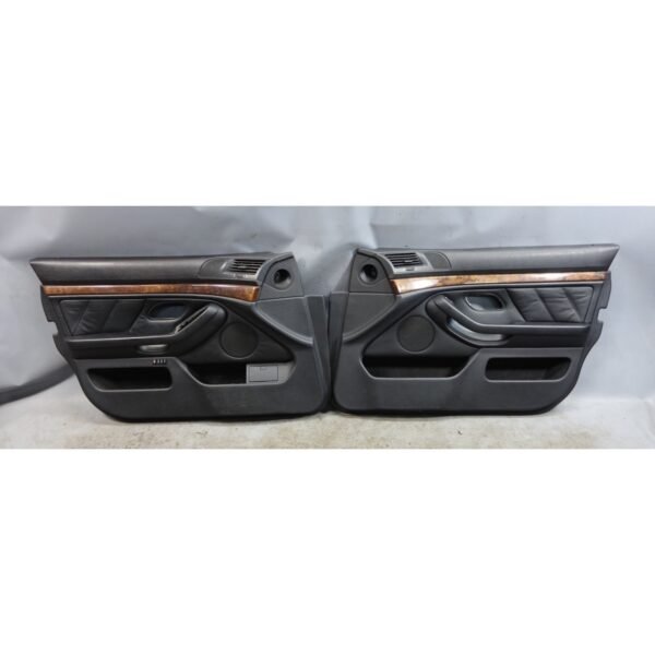 1997-2003 BMW E39 5-Series Front Int Door Card Panel Trim Pair Black Leather OEM