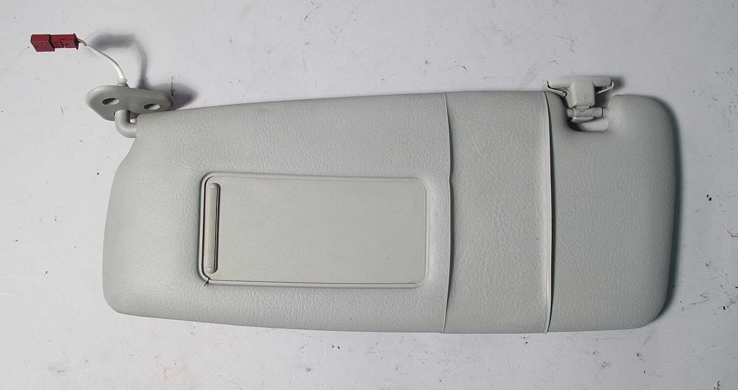 57_372c740b-fbed-481f-b1c5-445472d76a71.jpg BMW E46 3-Series Left Front Drivers Sun Visor Light Grey Vinyl Illumination OE - Image 1