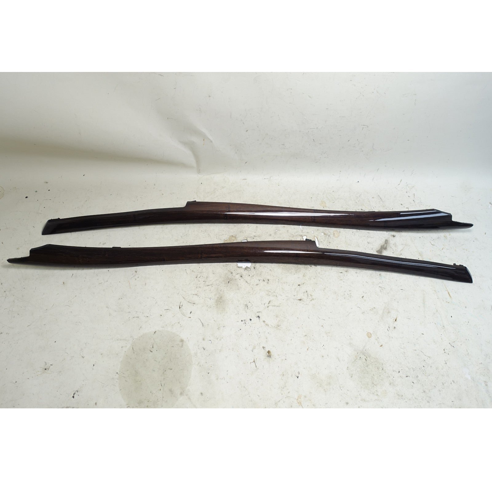 57_8736f44c-fe0d-47f7-9f2f-b31750789614.jpg BMW E70 E71 X5 X6 Front Center Console Wood Trim Strip Pair Dark Bamboo 07-14 OE - Image 1