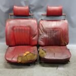 Damaged 1969-1974 BMW E3 2500 2800 3.0S Sedan Front Seat Pair Red OEM