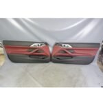 Damaged 21-24 BMW G22 4-Series Coupe Front Interior Door Panel Pair Red Leather