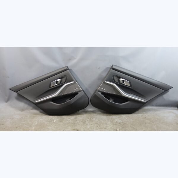 19-22 BMW G20 3-Series Rear Interior Door Panel Card Trim Pair Black Vinyl OEM
