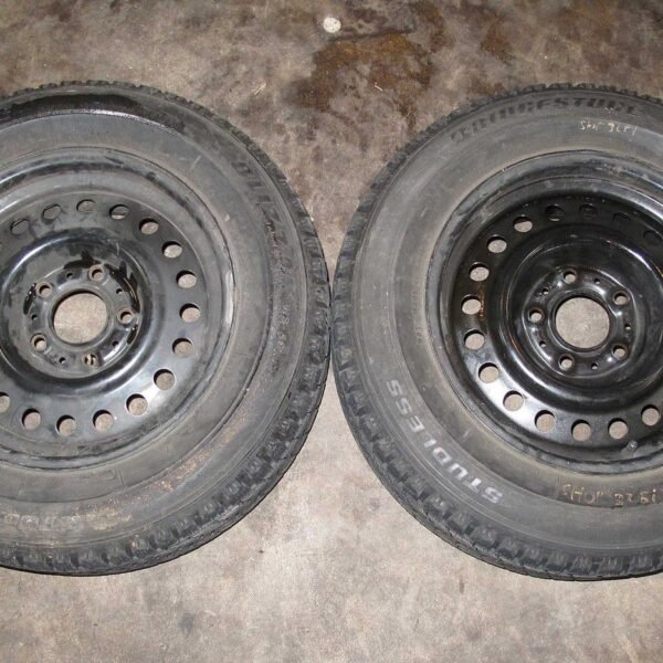 BMW E32 E34 15" Steel Wheel Winter Tire Pair Set 1988-1995 735i 525i OEM USED