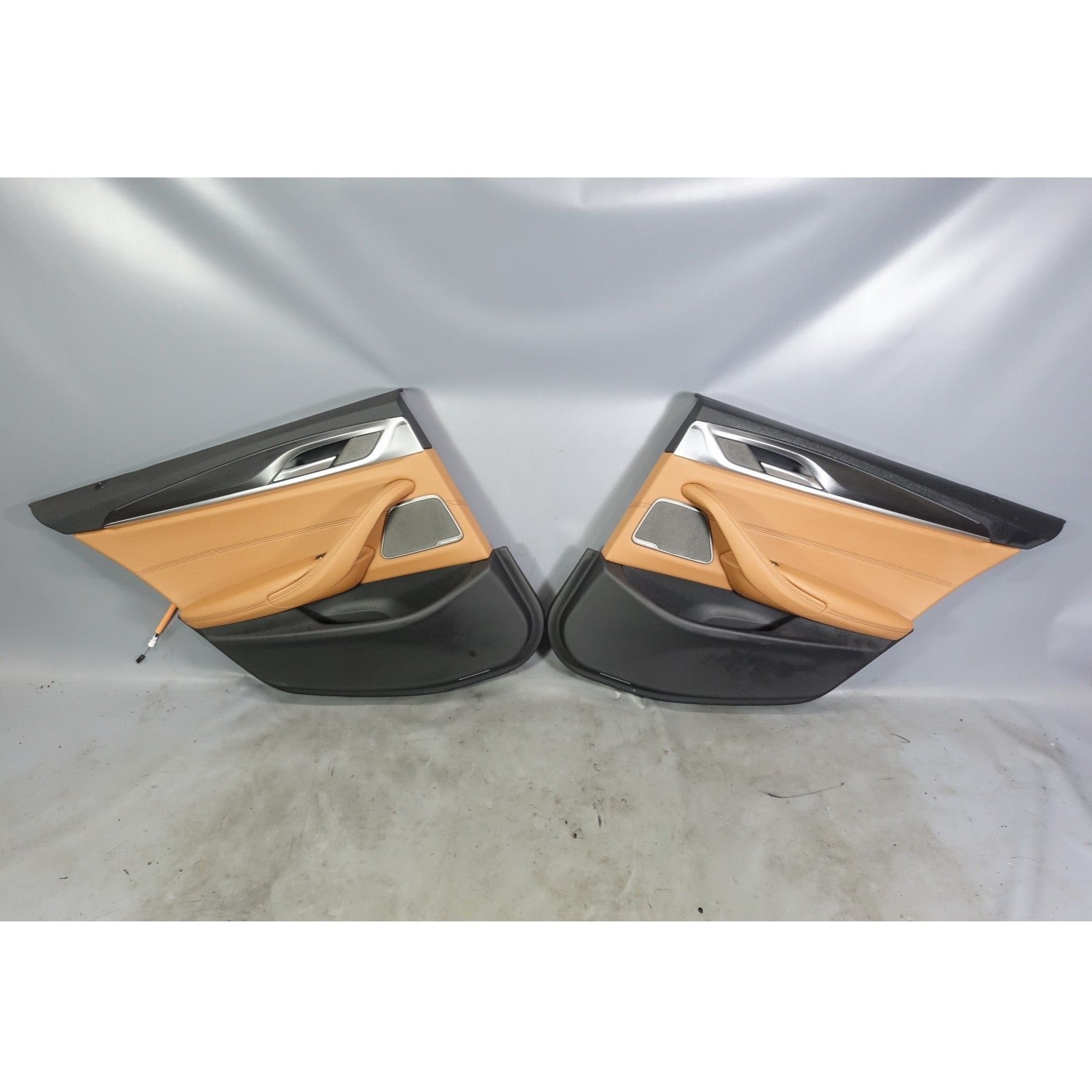 57_962632de-268e-42d1-a333-e254ca08eb4c.jpg 2021-2023 BMW G30 5-Series LCI Sedan Rear Int Door Panels Cards Cognac Brown OEM - Image 1