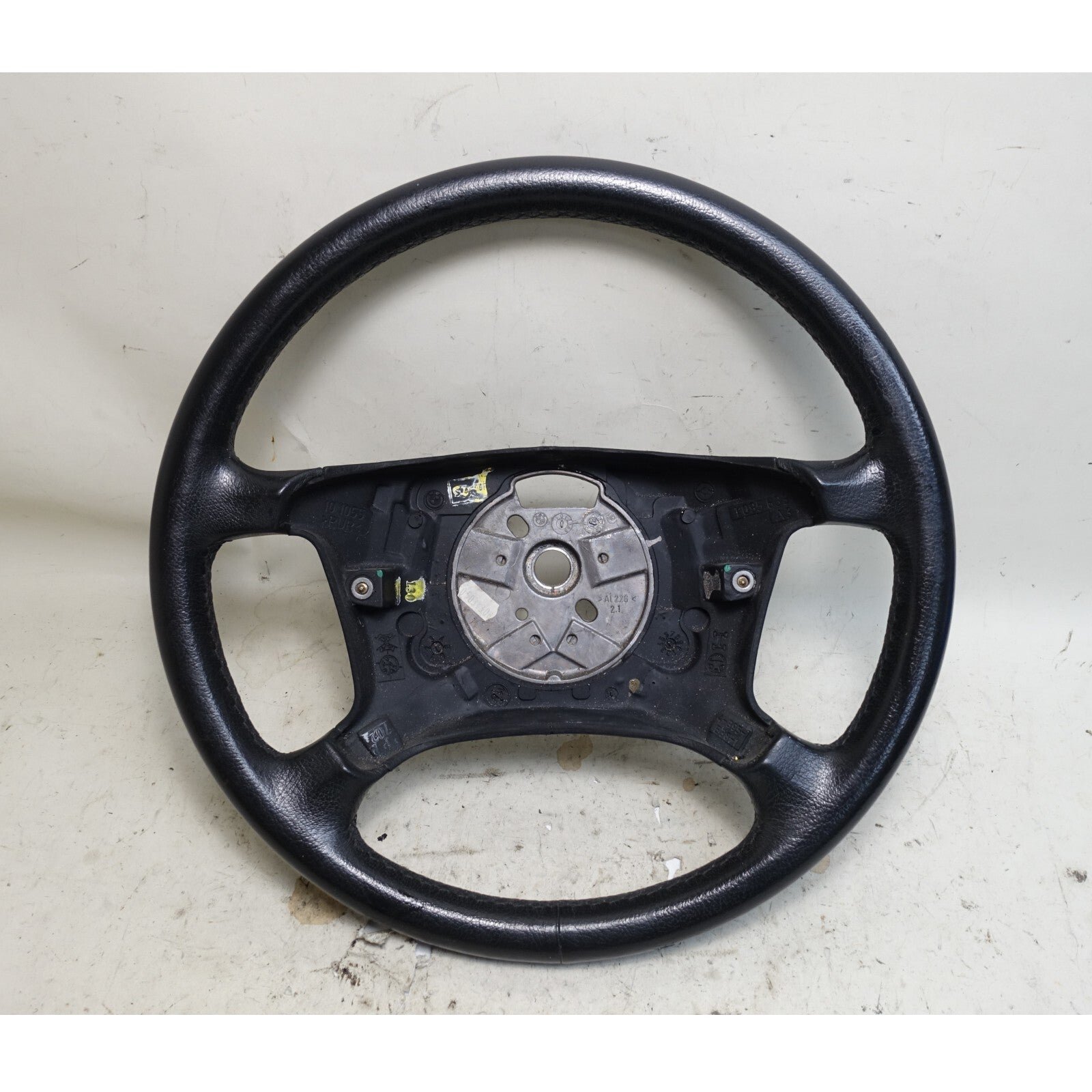 57_b13a2aba-519f-4a03-8e50-4d92da11e66d.jpg 1999-2001 BMW E38 7-Series E39 Factory Leather 4-Spoke Steering Wheel Black OE - Image 1