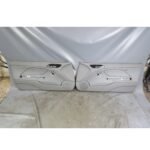 00-06 BMW E46 3-Series 2dr Front Int Door Panel Trim Skin Pair Grey Leather OE