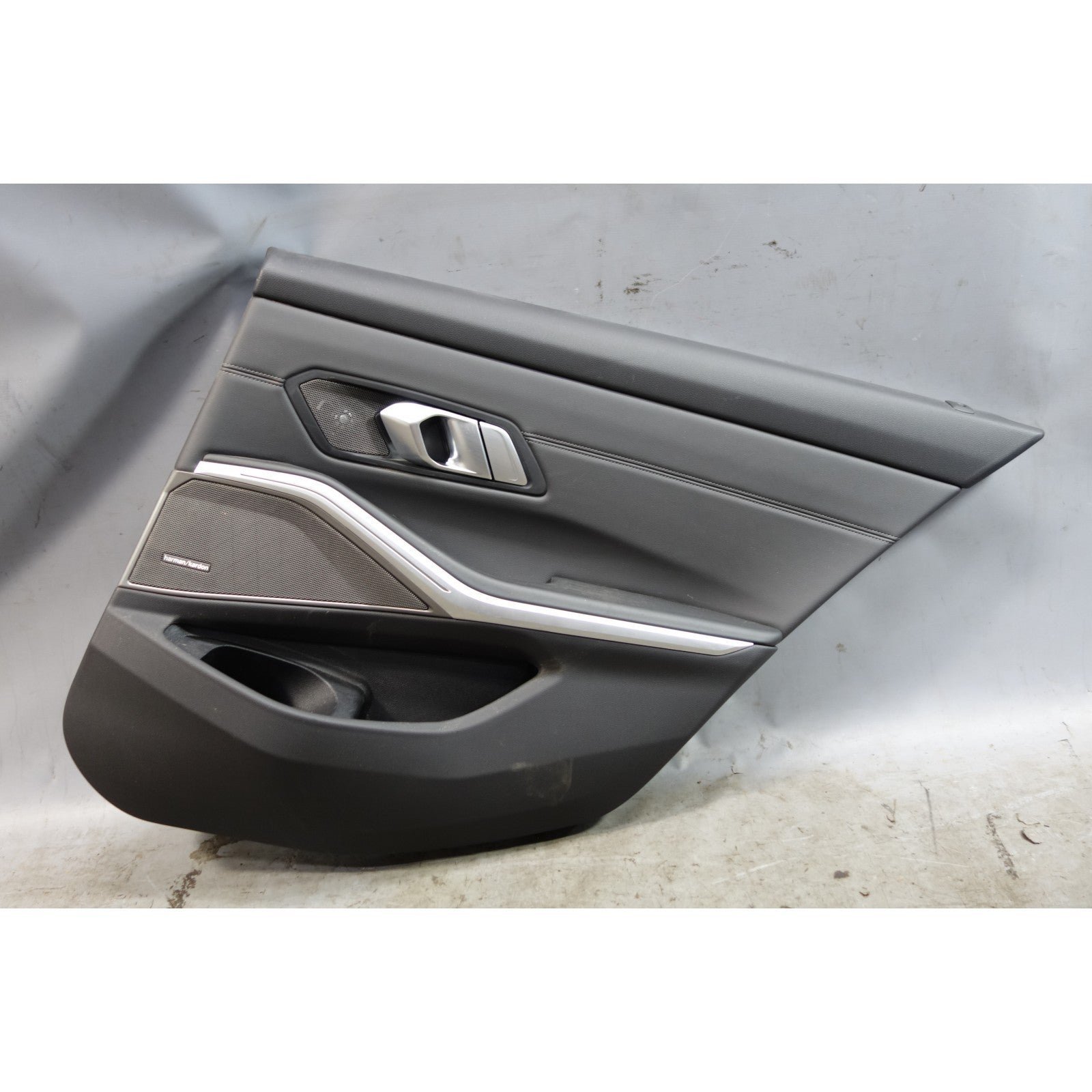57_d9158952-9ee6-4a20-ae9a-8c7dd4f0a5a9.jpg 20-25 BMW G80 M3 G20 Right Rear Interior Door Panel Card Trim Black Leather OEM - Image 1