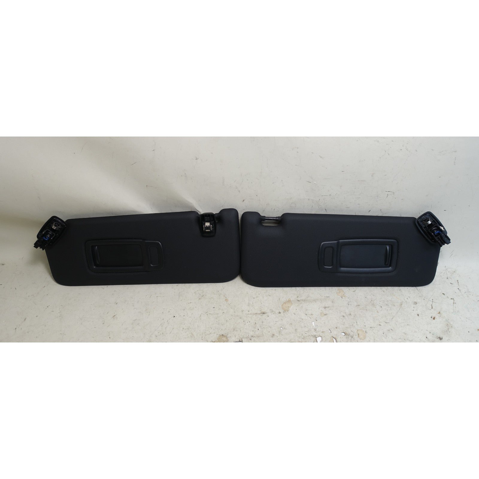 57_e4a59edd-af06-4a24-a8e3-f1acfe84bd95.jpg BMW G01 X3 G02 X4 Sun Visor Pair Black Vinyl 2018-2023 OEM - Image 1
