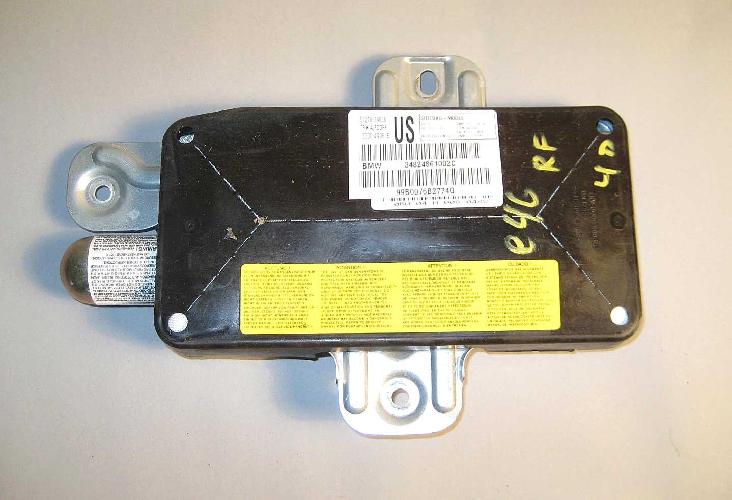 inv_001714.jpg BMW E46 3-Series 4dr Sedan Early Right Front Door Side Impact Airbag 1999-2001 - Image 1