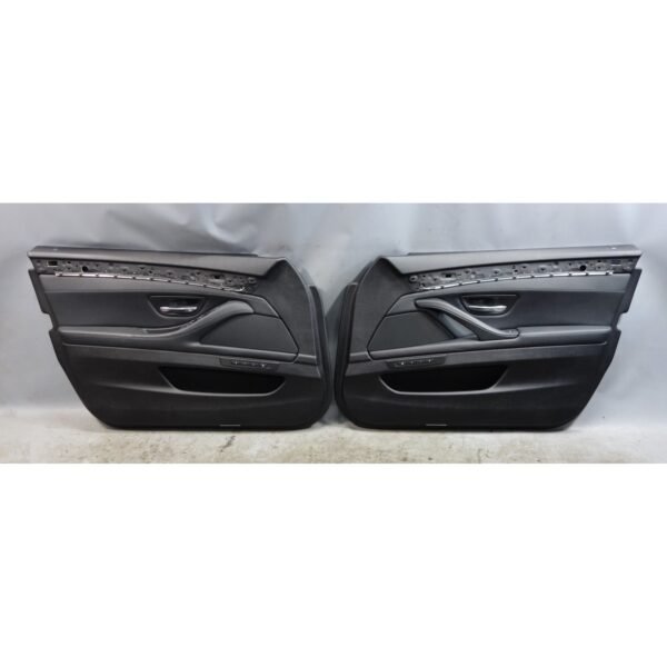 BMW F10 Front Door Card Panel Trim Pair Black Leather OEM 2011-2016 5-Series