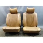 1967-1976 BMW 114 E10 2002 Coupe Front Seat Pair Reupholstered Beige Vinyl