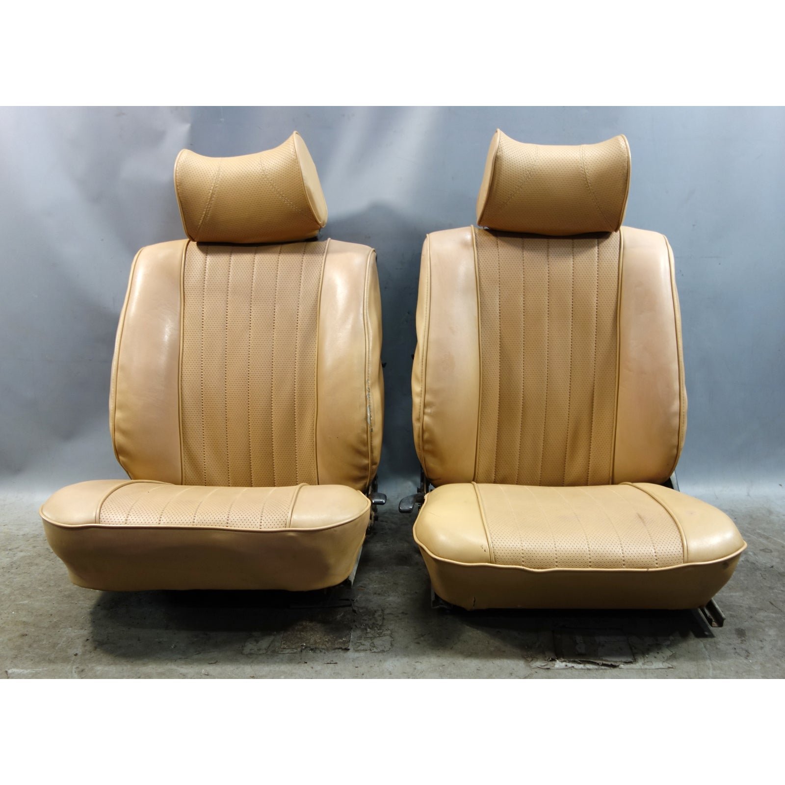 inv_057037.jpg 1967-1976 BMW 114 E10 2002 Coupe Front Seat Pair Reupholstered Beige Vinyl - Image 1